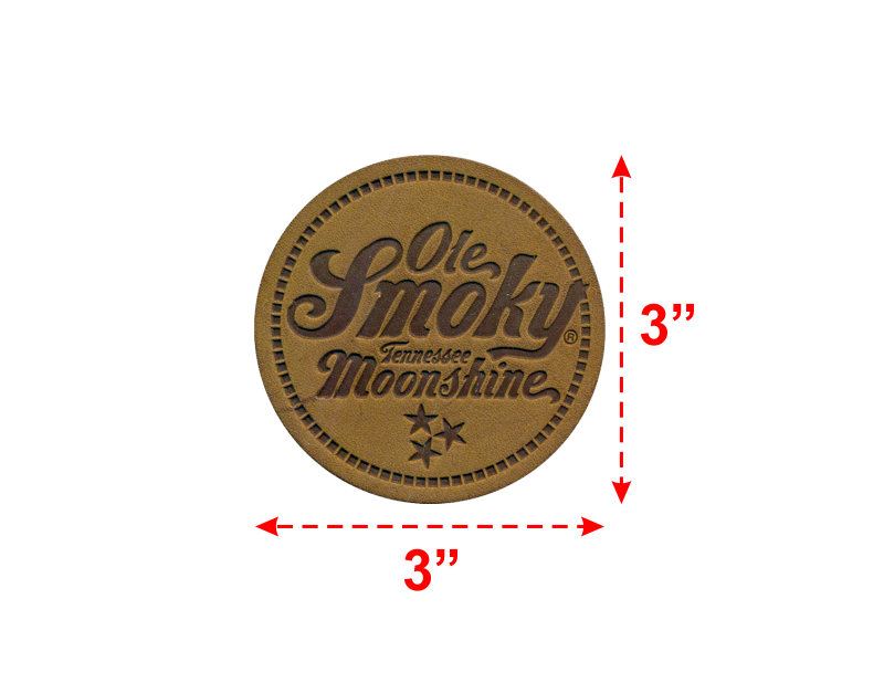 Beautiful Debossed Darkened Circular Ole Smoky patch with a dotted rope like appearance at the border simulating sewn look Ole Smoky Tennessee Moonshine